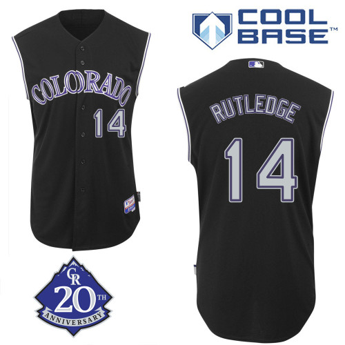 Josh Rutledge #14 MLB Jersey-Colorado Rockies Men's Authentic Alternate 2 Black Baseball Jersey